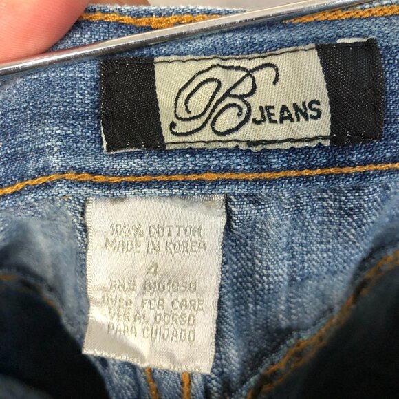 B Jeans Vtg Midi Denim Skirt Women's 4 Cowgirl Western Rodeo Rivets 100% Cotton - Picture 7 of 12